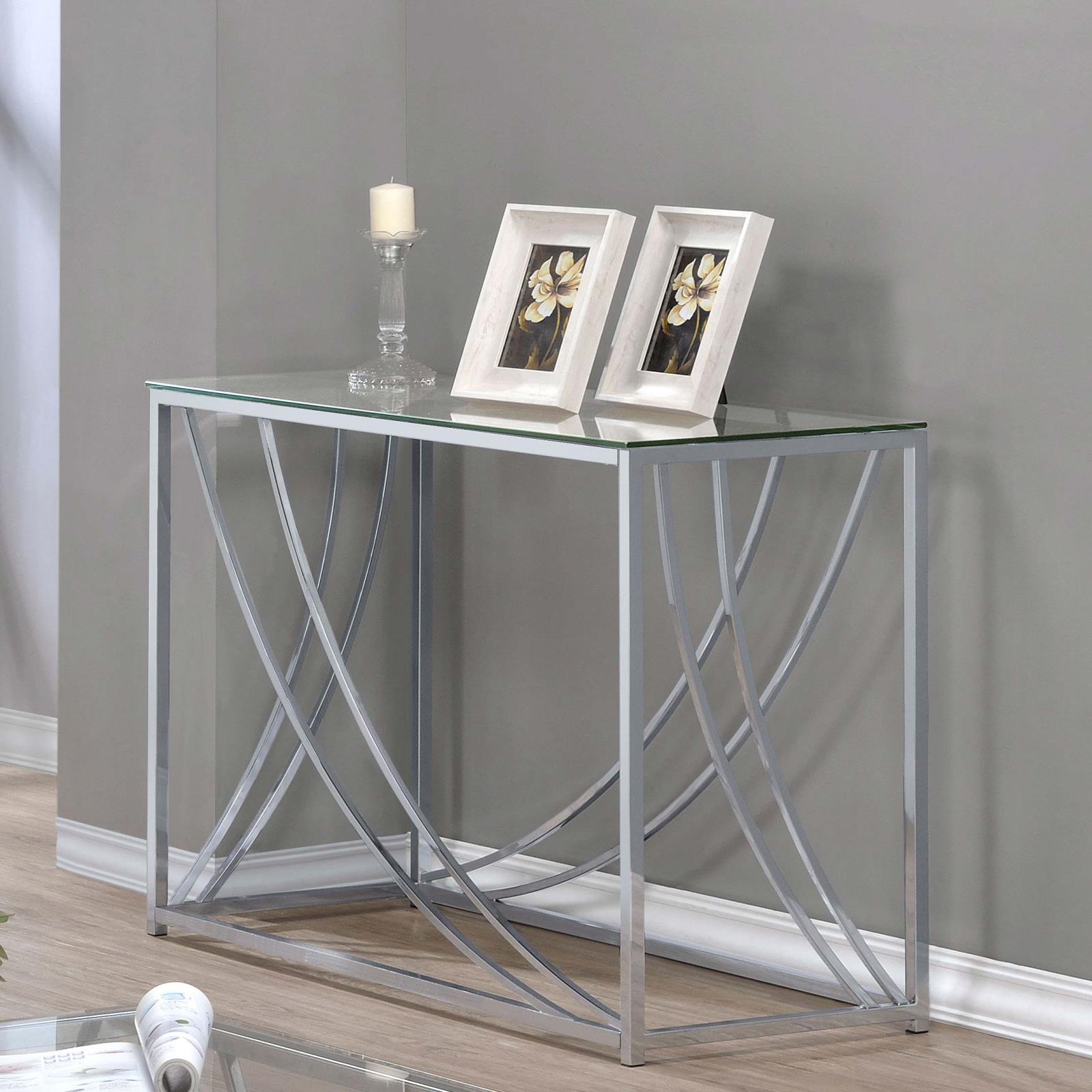 Lille Glass Top Rectangular Sofa Table Accents Chrome - 720499 - Luna Furniture - Dallas Store