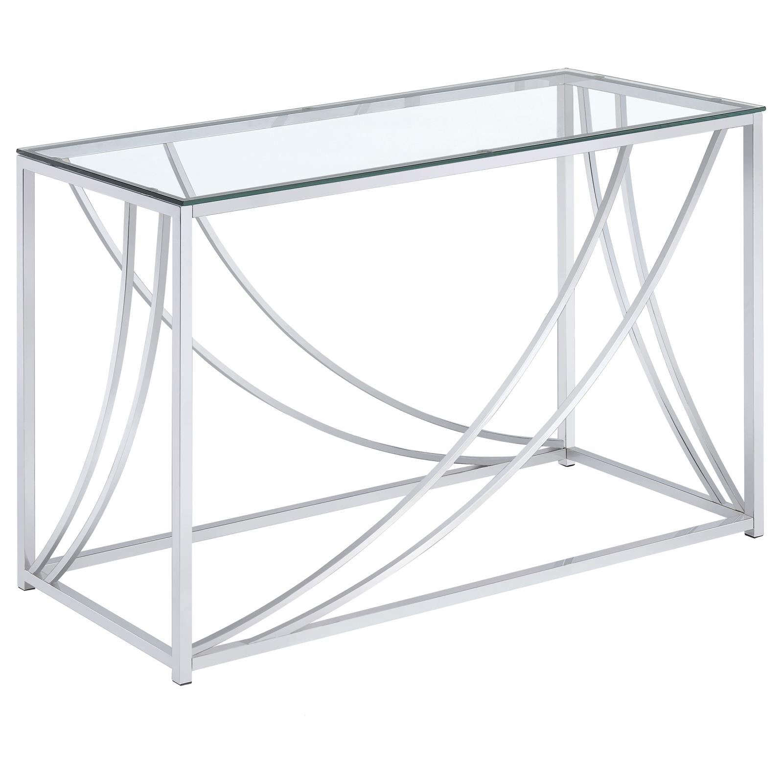 Lille Glass Top Rectangular Sofa Table Accents Chrome - 720499 - Luna Furniture - Dallas Store