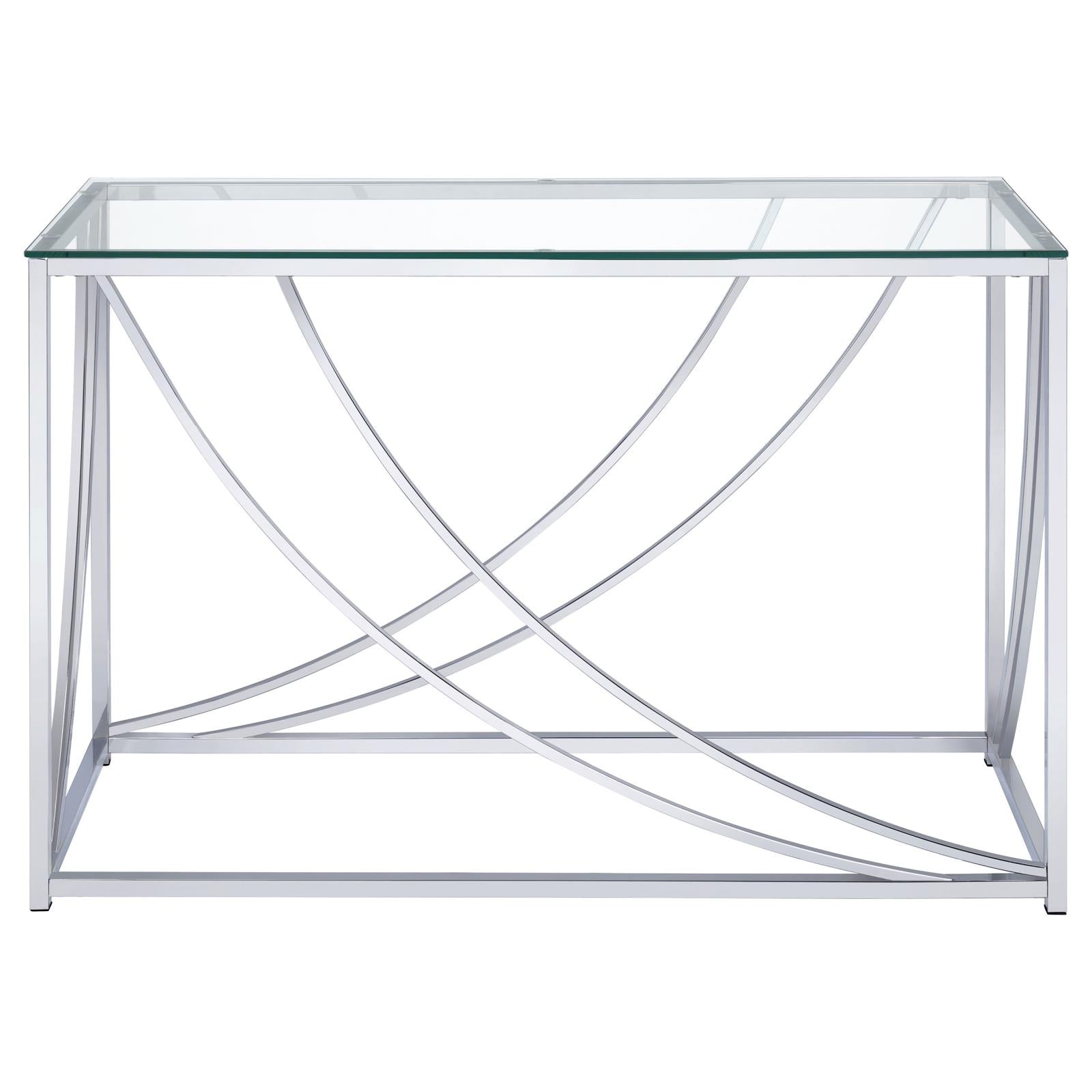 Lille Glass Top Rectangular Sofa Table Accents Chrome - 720499 - Luna Furniture - Dallas Store