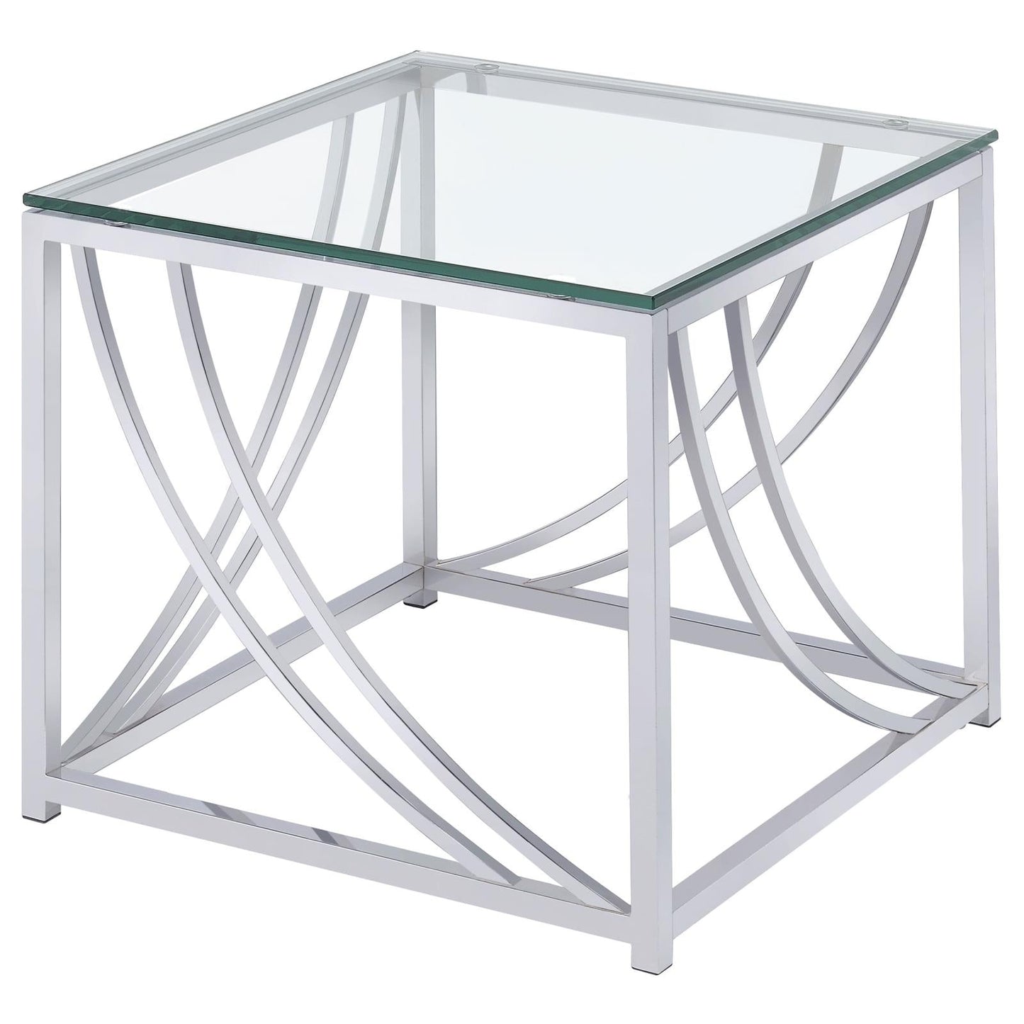 Lille Glass Top Square End Table Accents Chrome - 720497 - Luna Furniture - Dallas Store