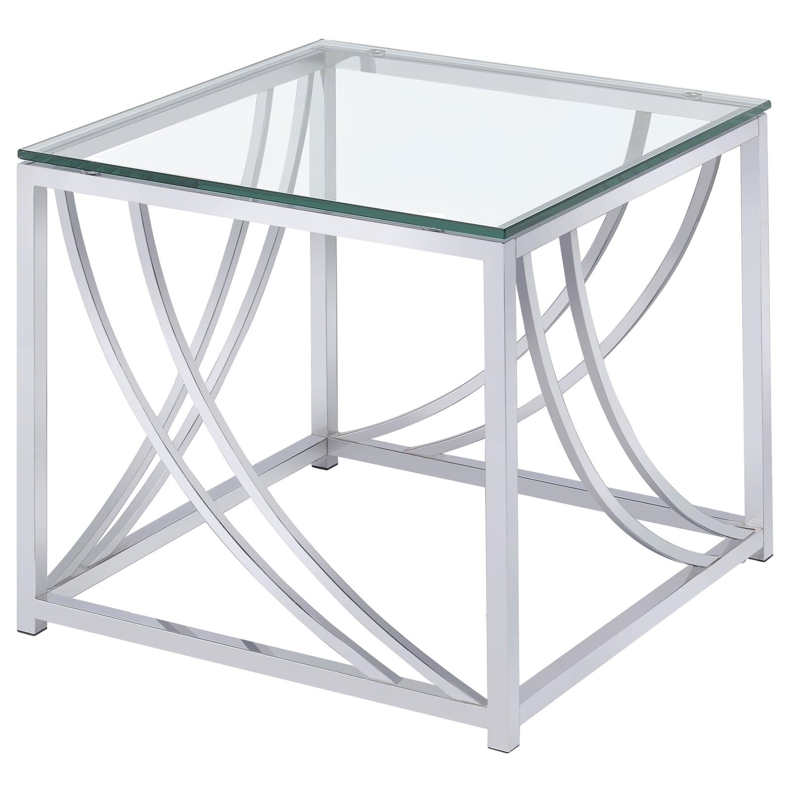 Lille Glass Top Square End Table Accents Chrome - 720497 - Luna Furniture - Dallas Store