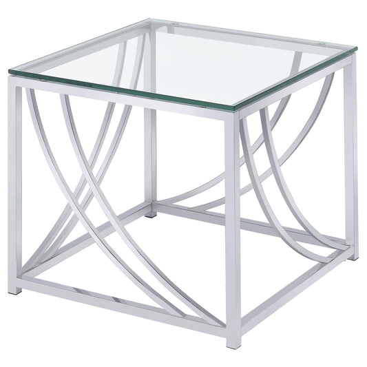 Lille Glass Top Square End Table Accents Chrome - 720497 - Luna Furniture - Dallas Store