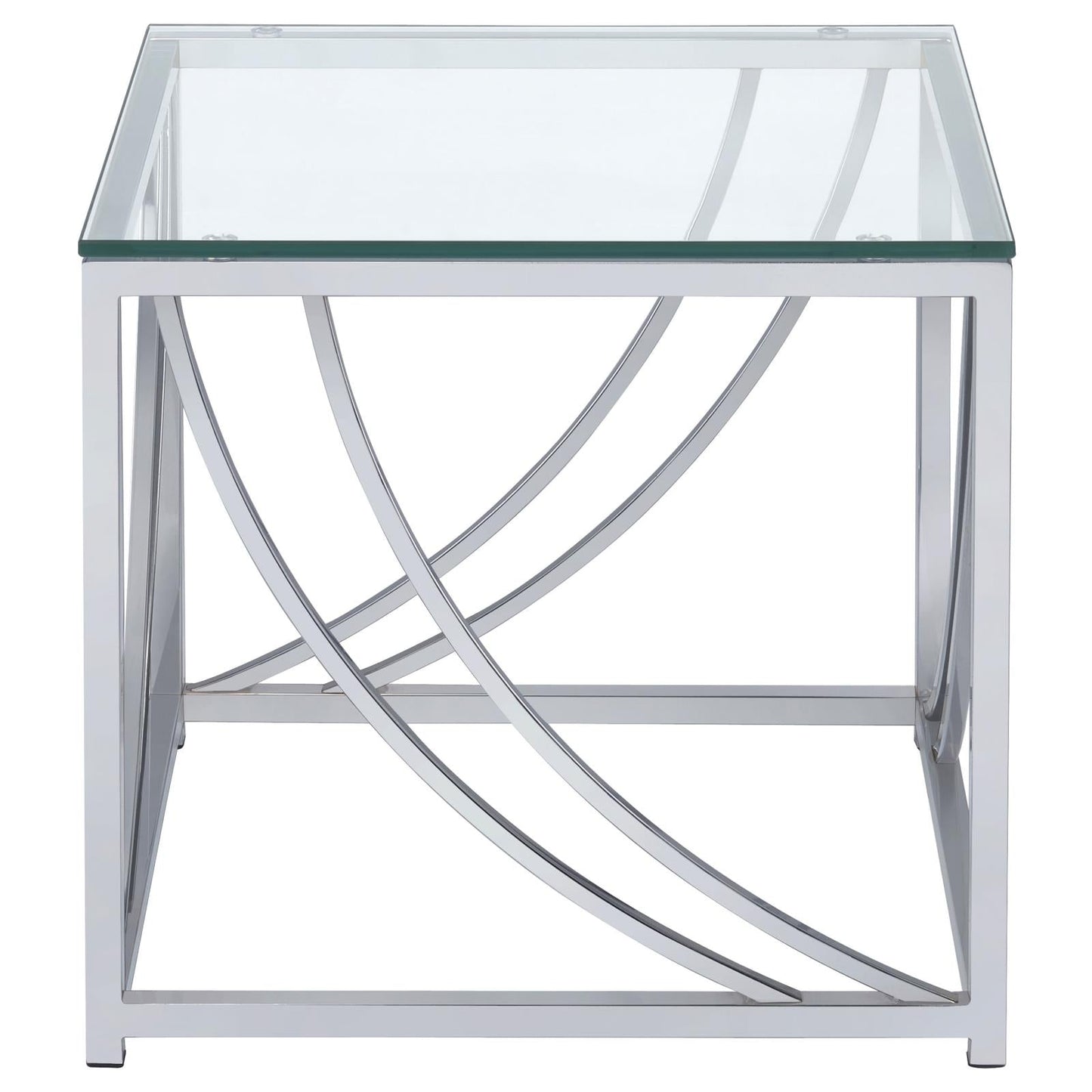 Lille Glass Top Square End Table Accents Chrome - 720497 - Luna Furniture - Dallas Store