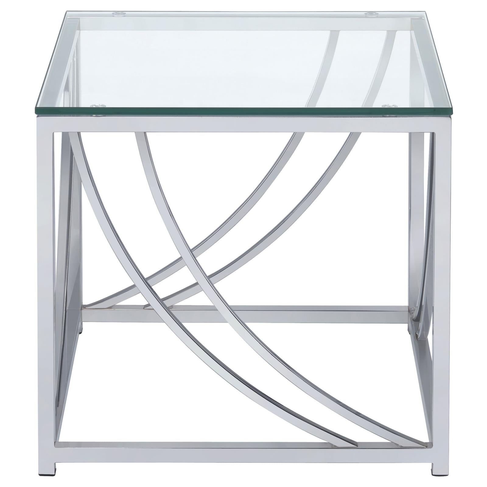 Lille Glass Top Square End Table Accents Chrome - 720497 - Luna Furniture - Dallas Store