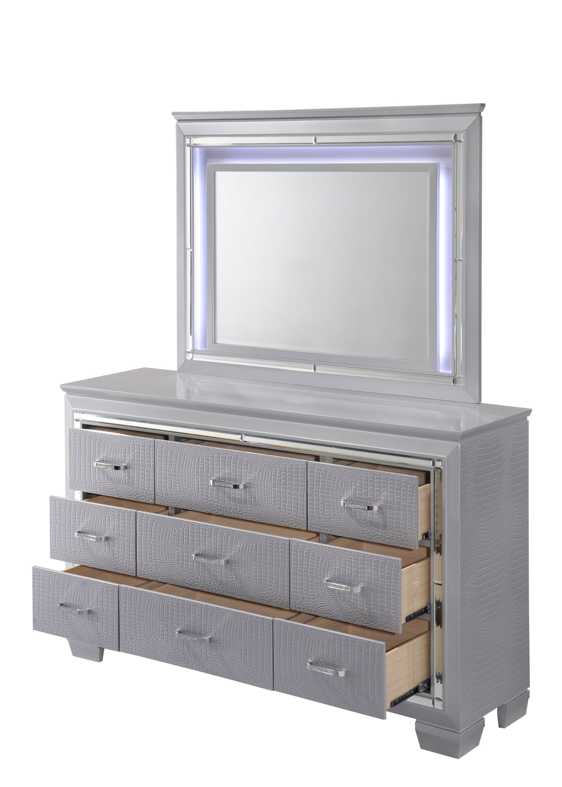 Lillian Silver Bedroom Mirror (Mirror Only) - B7100-11 - Luna Furniture - Dallas Store