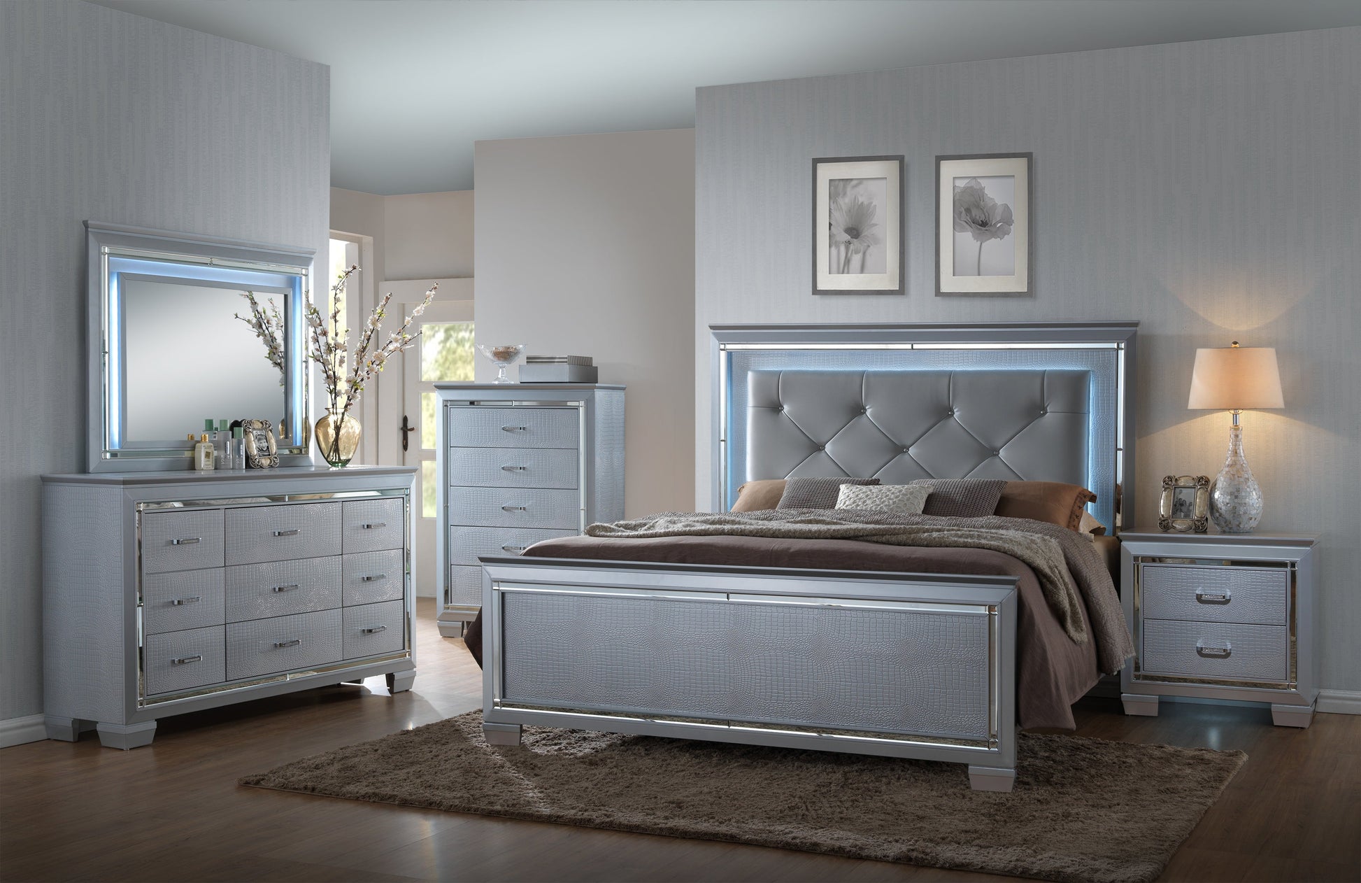 Lillian Silver Chest - B7100-4 - Luna Furniture - Dallas Store