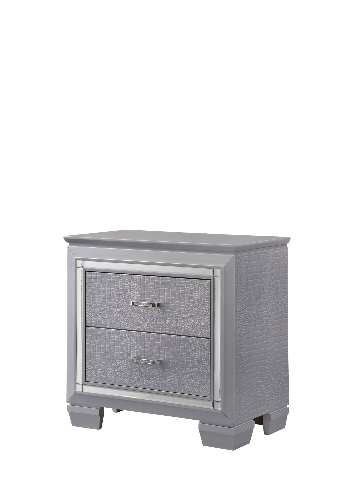 Lillian Silver LED Upholestered Bedroom Set - SET | B7100-Q-HB | B7100-Q-FB | B7100-KQ-RAIL | B7100-1 | B7100-11 - Luna Furniture - Dallas Store
