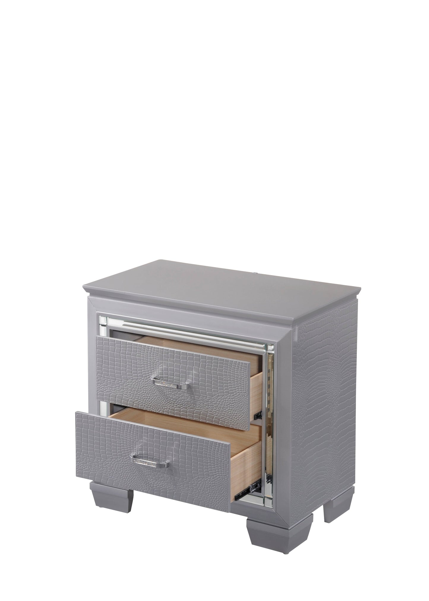 Lillian Silver LED Upholestered Bedroom Set - SET | B7100-Q-HB | B7100-Q-FB | B7100-KQ-RAIL | B7100-1 | B7100-11 - Luna Furniture - Dallas Store