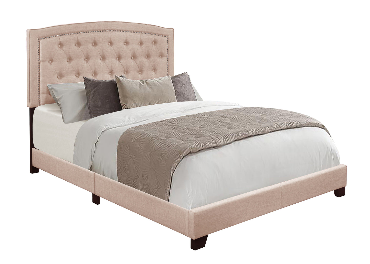 Linda Beige King Upholstered Bed - SH275KBGE-1 - Luna Furniture - Dallas Store