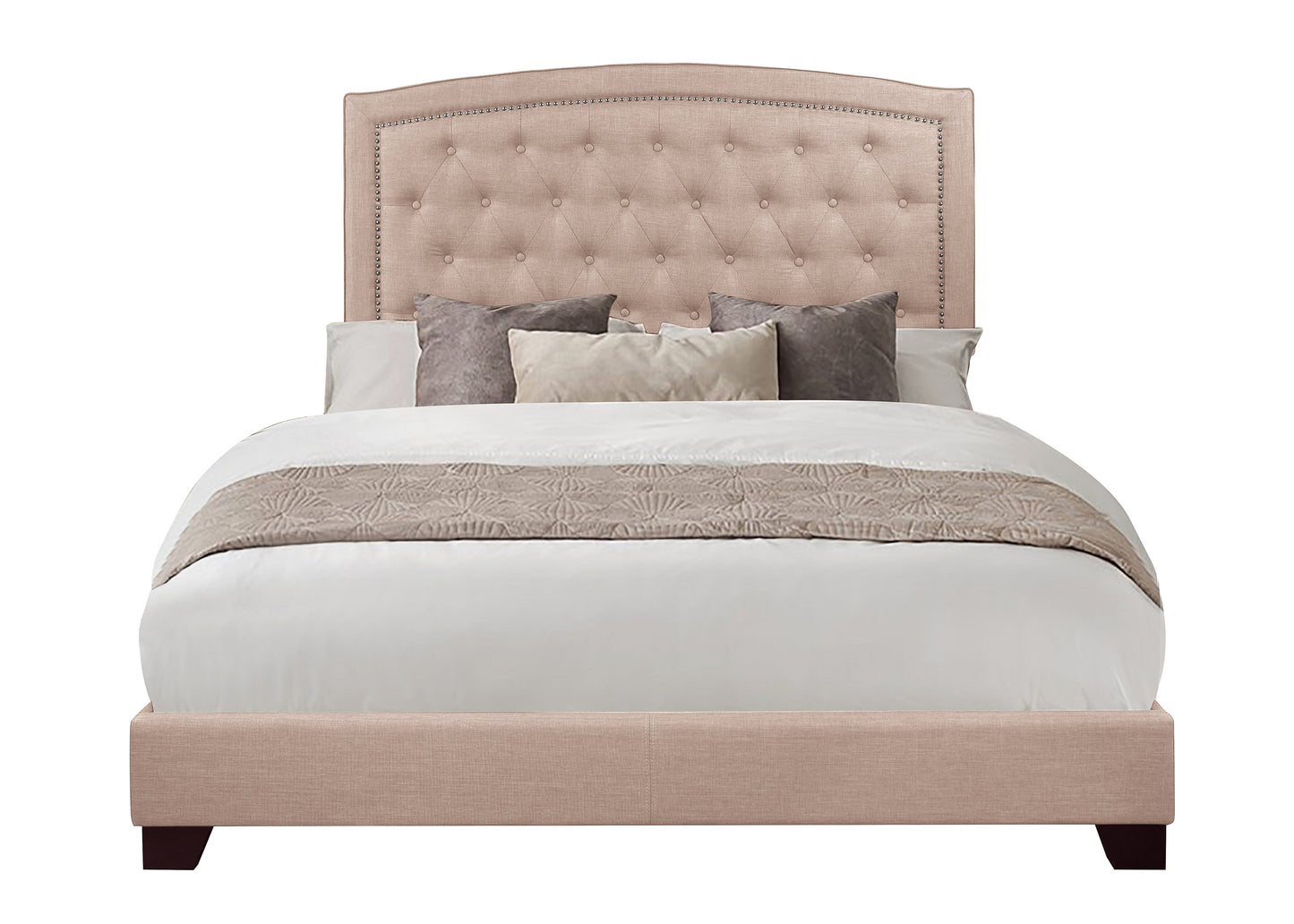Linda Beige King Upholstered Bed - SH275KBGE-1 - Luna Furniture - Dallas Store