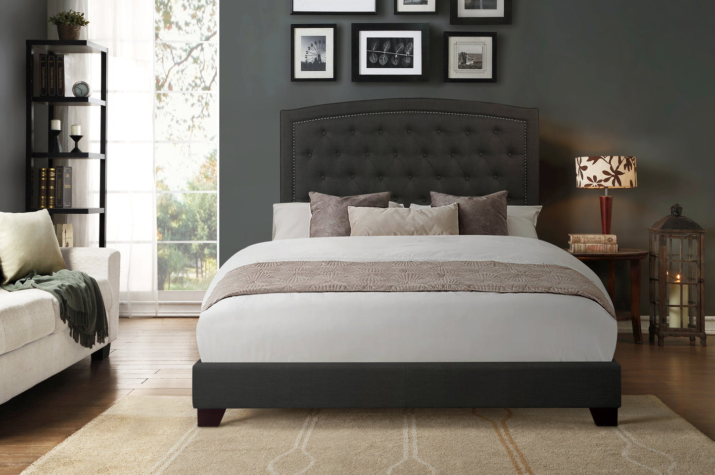 Linda Dark Gray Queen Upholstered Bed - SH275DGR-1 - Luna Furniture - Dallas Store