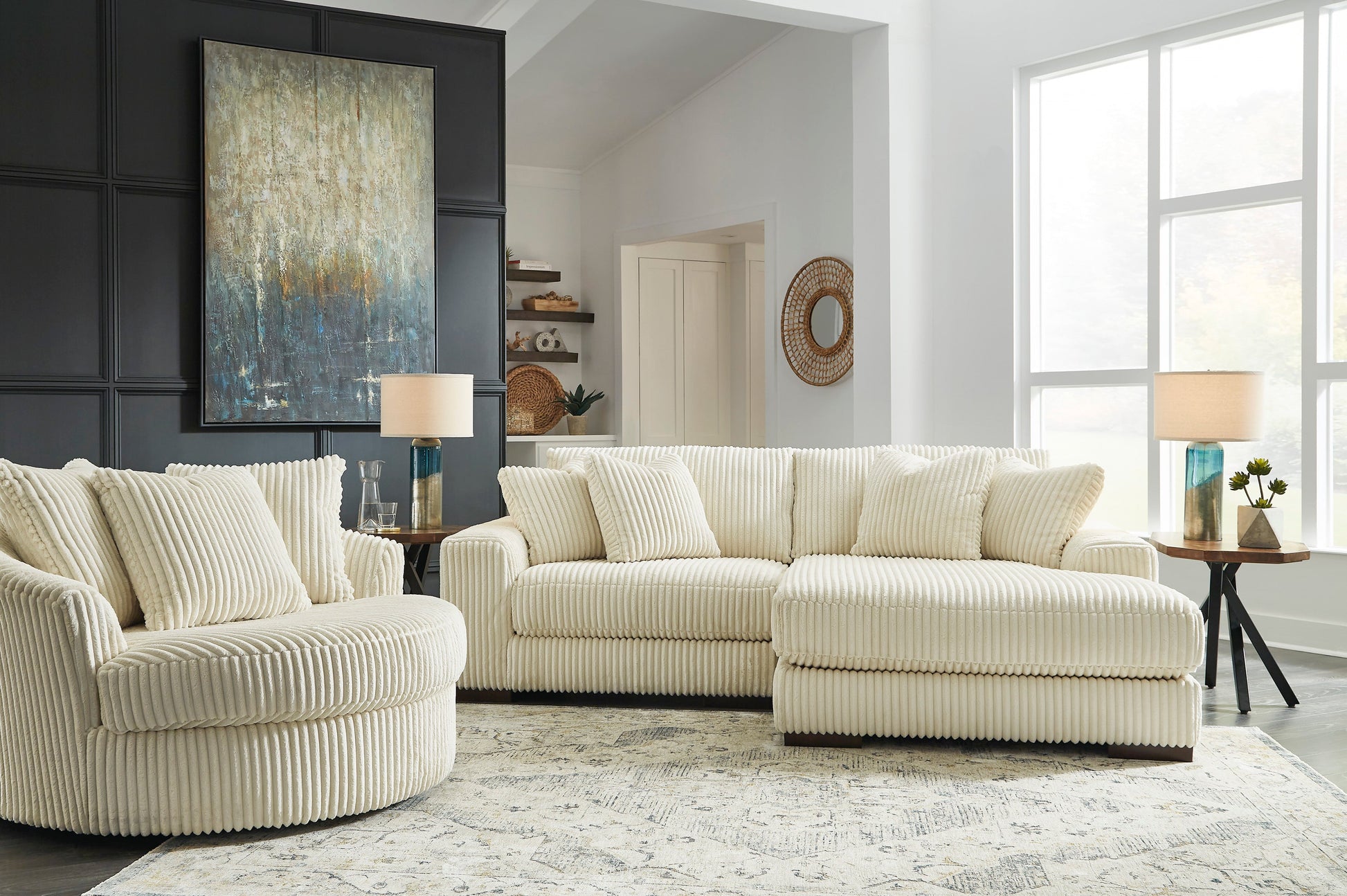 Lindyn Ivory 2-Piece RAF Sofa Chaise - SET | 2110417 | 2110464 - Luna Furniture - Dallas Store