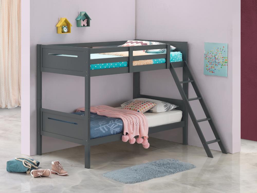 Littleton Gray Twin/Twin Bunk Bed - 405051GRY - Luna Furniture - Dallas Store