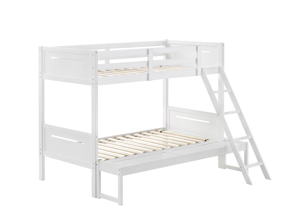 Littleton White Twin/Full Bunk Bed - 405052WHT - Luna Furniture - Dallas Store