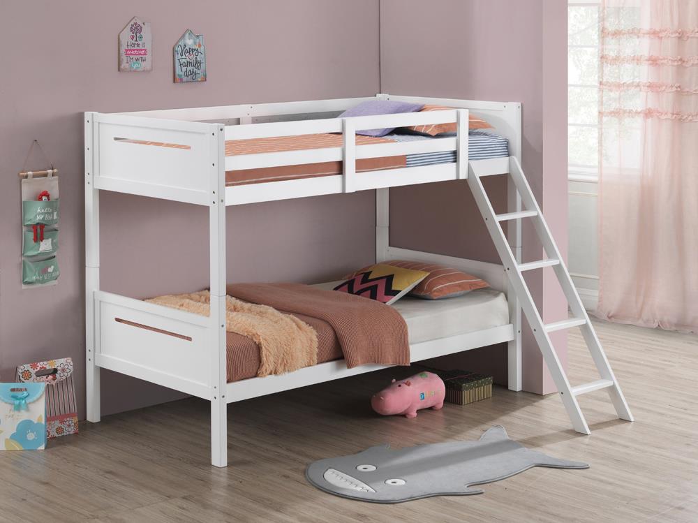 Littleton White Twin/Twin Bunk Bed - 405051WHT - Luna Furniture - Dallas Store