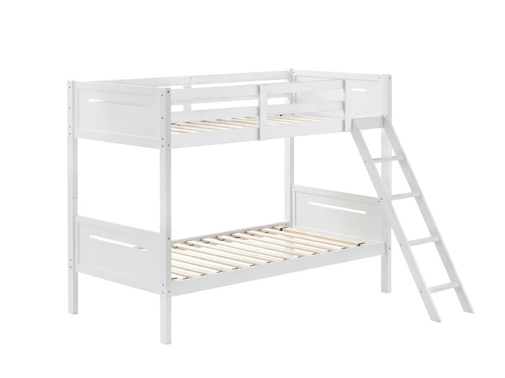 Littleton White Twin/Twin Bunk Bed - 405051WHT - Luna Furniture - Dallas Store