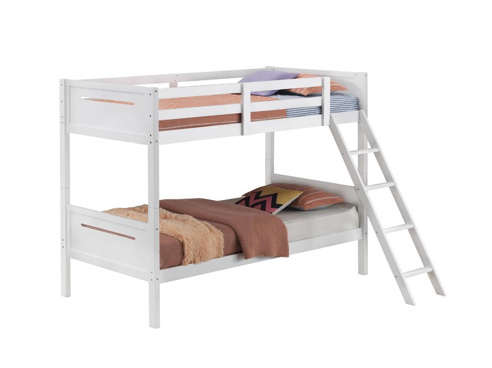 Littleton White Twin/Twin Bunk Bed - 405051WHT - Luna Furniture - Dallas Store