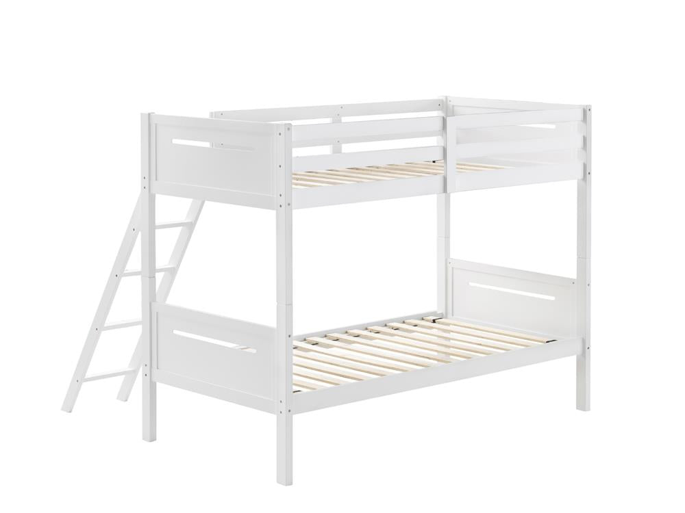 Littleton White Twin/Twin Bunk Bed - 405051WHT - Luna Furniture - Dallas Store