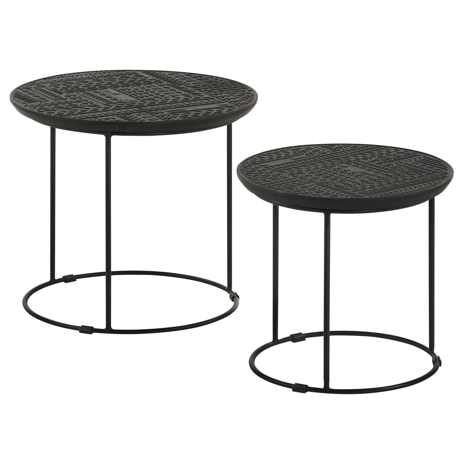 Loannis 2-Piece Round Nesting Table Matte Black - 935842 - Luna Furniture - Dallas Store