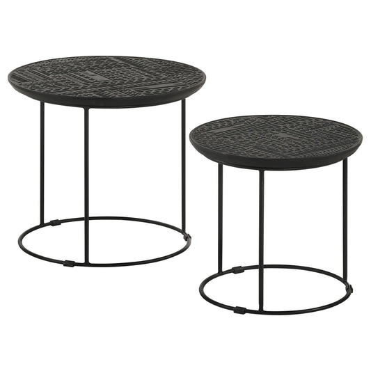 Loannis 2-Piece Round Nesting Table Matte Black - 935842 - Luna Furniture - Dallas Store