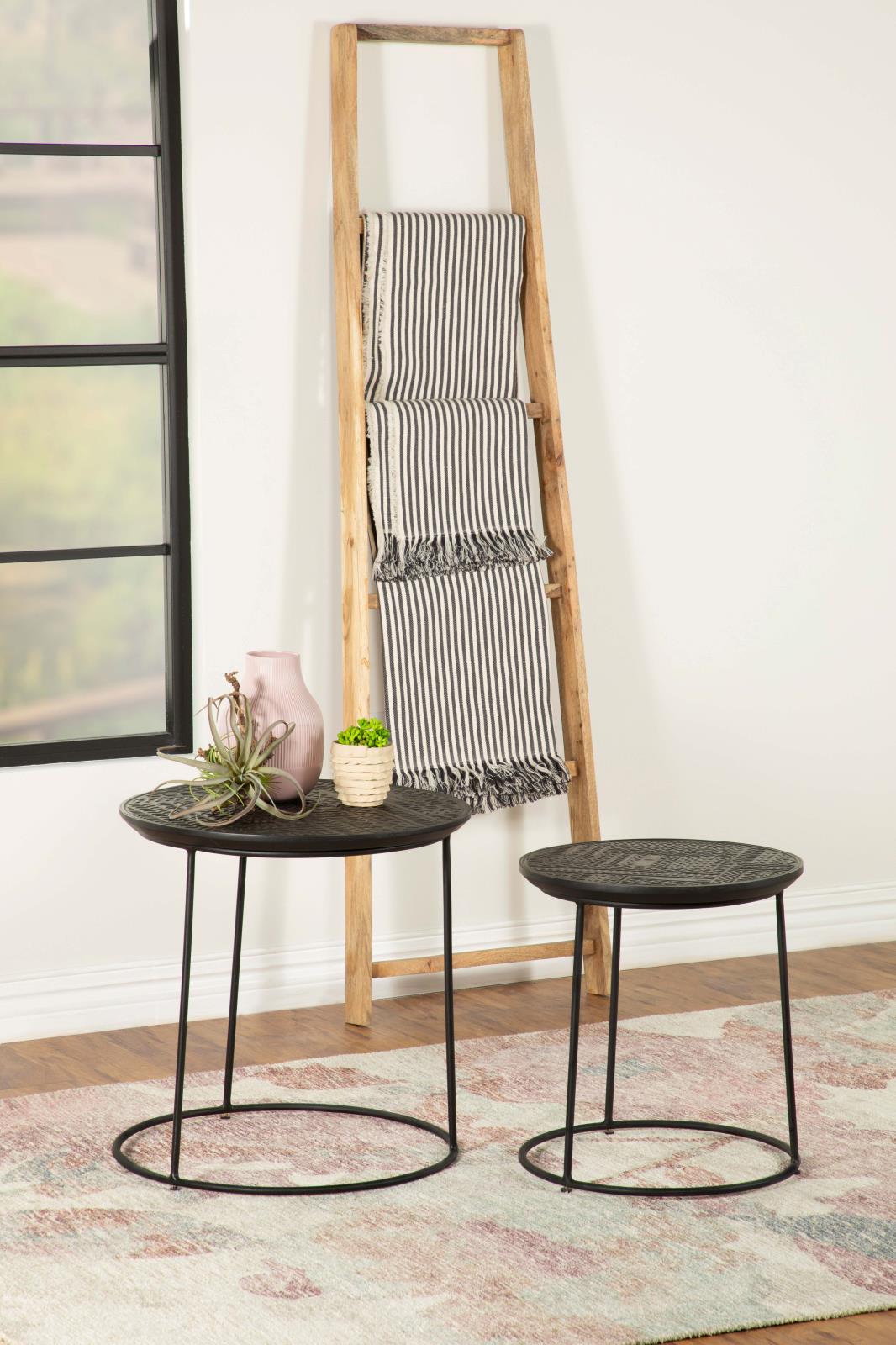 Loannis 2-Piece Round Nesting Table Matte Black - 935842 - Luna Furniture - Dallas Store