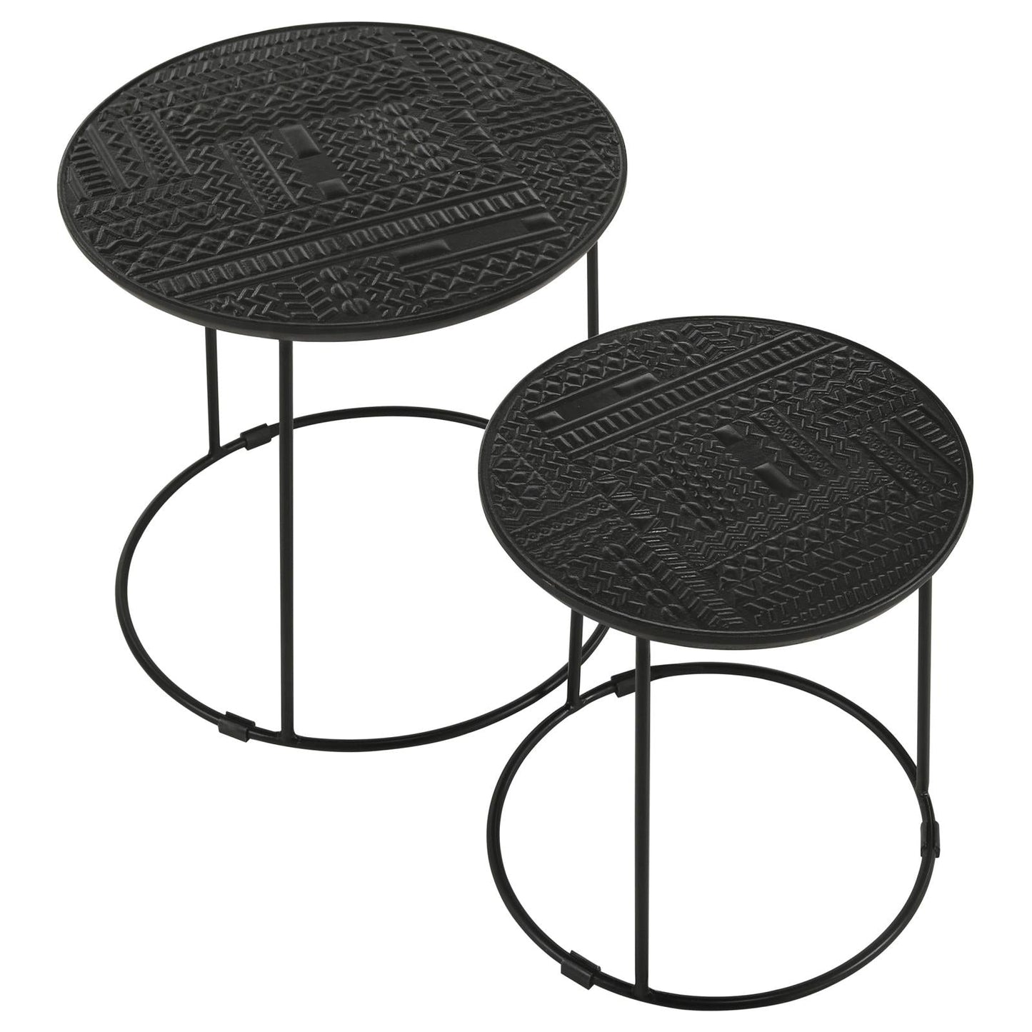 Loannis 2-Piece Round Nesting Table Matte Black - 935842 - Luna Furniture - Dallas Store