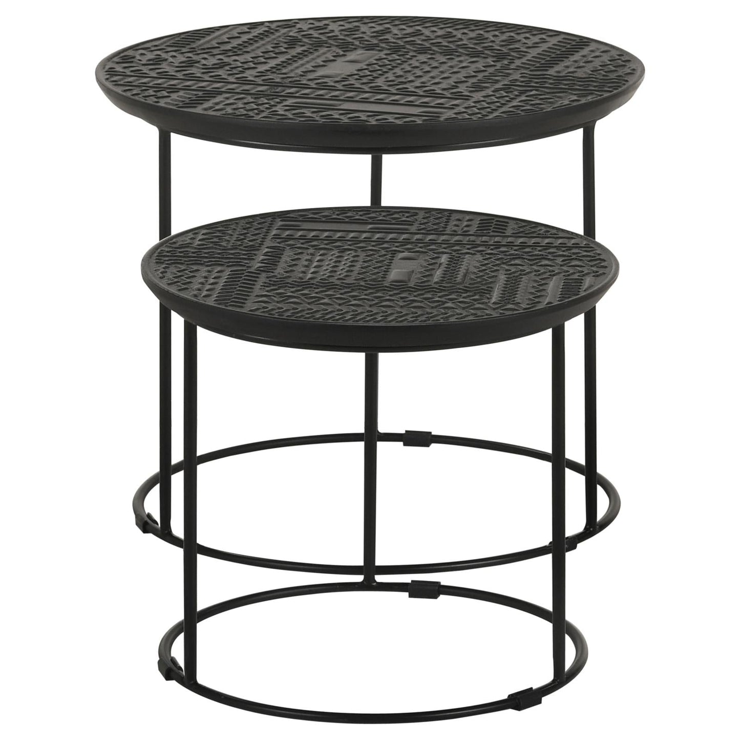 Loannis 2-Piece Round Nesting Table Matte Black - 935842 - Luna Furniture - Dallas Store
