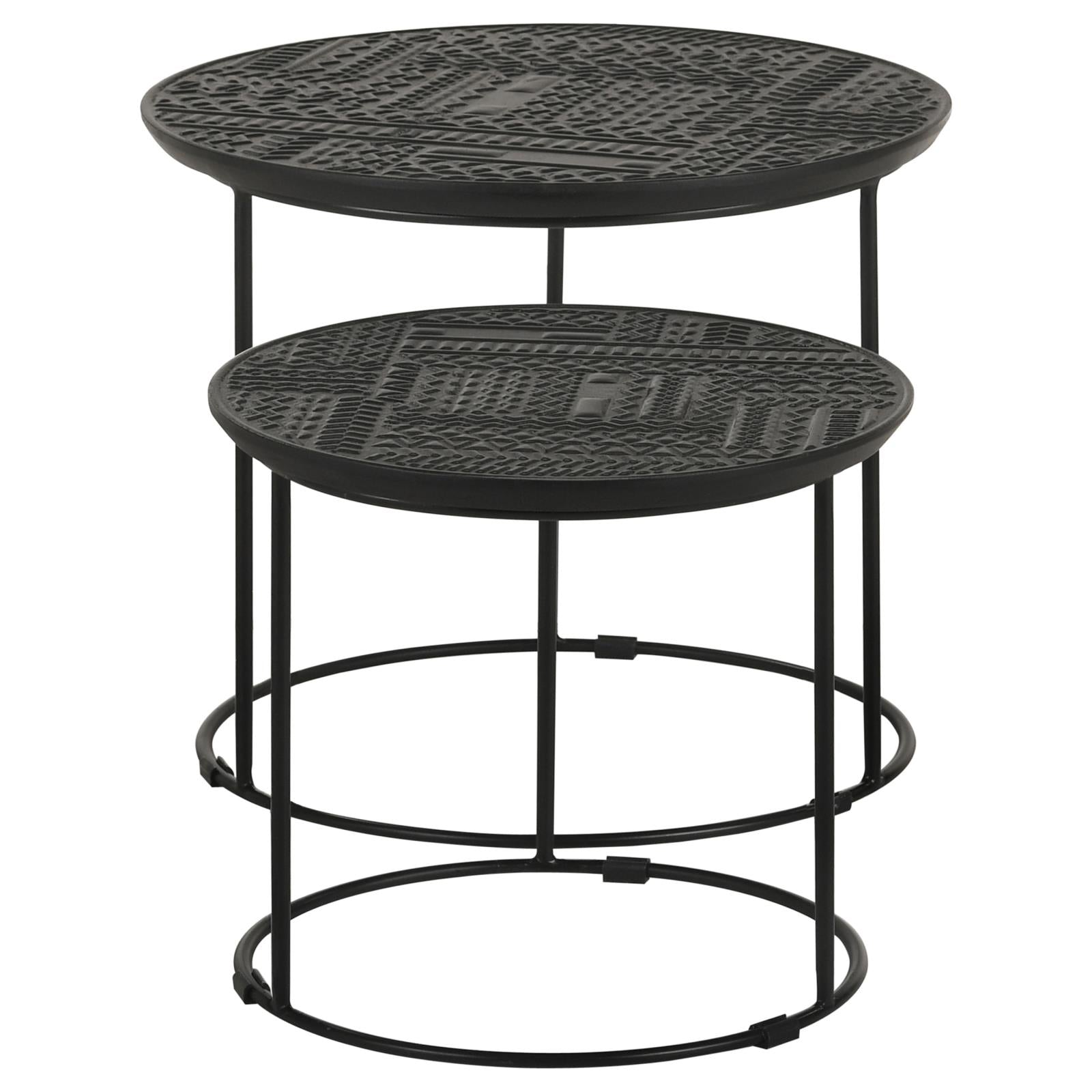Loannis 2-Piece Round Nesting Table Matte Black - 935842 - Luna Furniture - Dallas Store