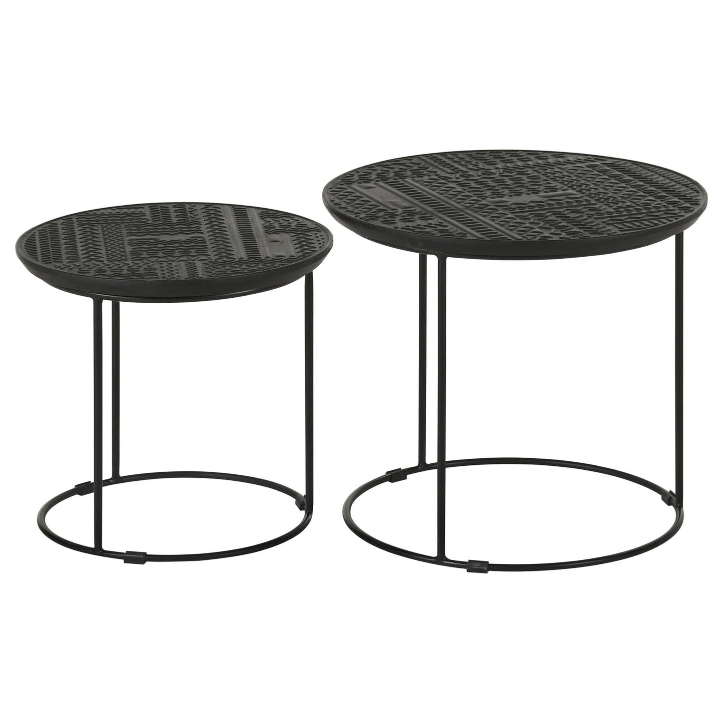 Loannis 2-Piece Round Nesting Table Matte Black - 935842 - Luna Furniture - Dallas Store