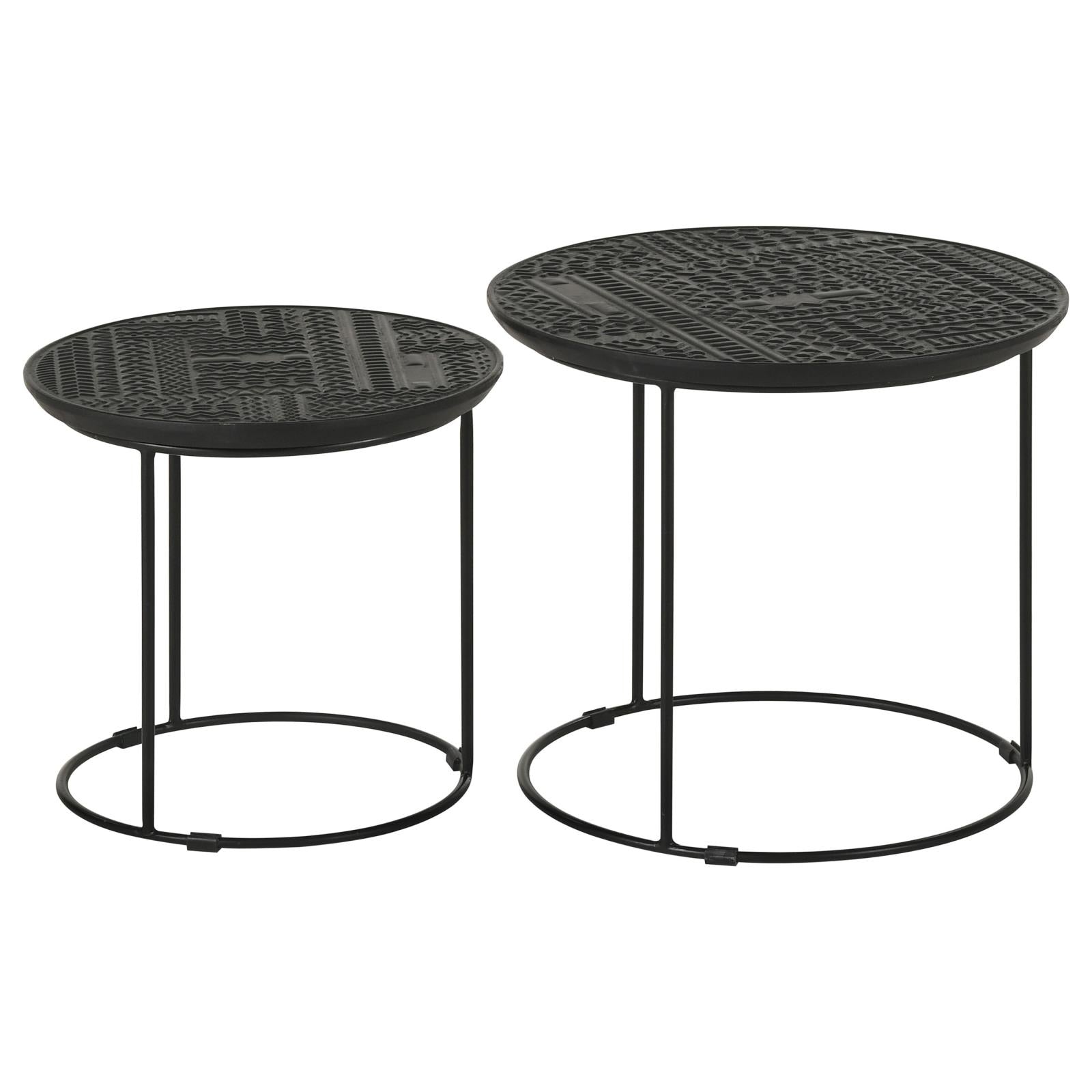 Loannis 2-Piece Round Nesting Table Matte Black - 935842 - Luna Furniture - Dallas Store