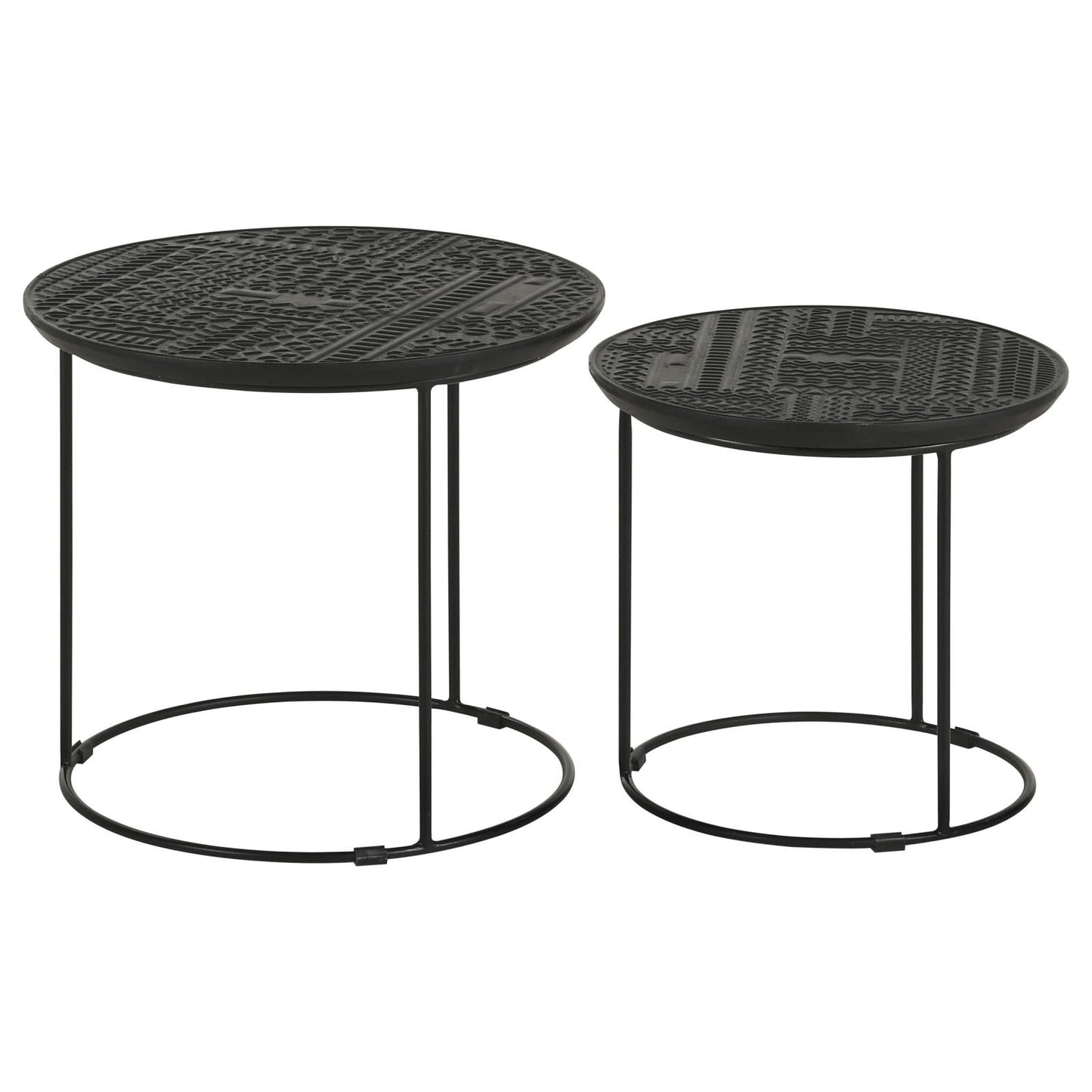 Loannis 2-Piece Round Nesting Table Matte Black - 935842 - Luna Furniture - Dallas Store