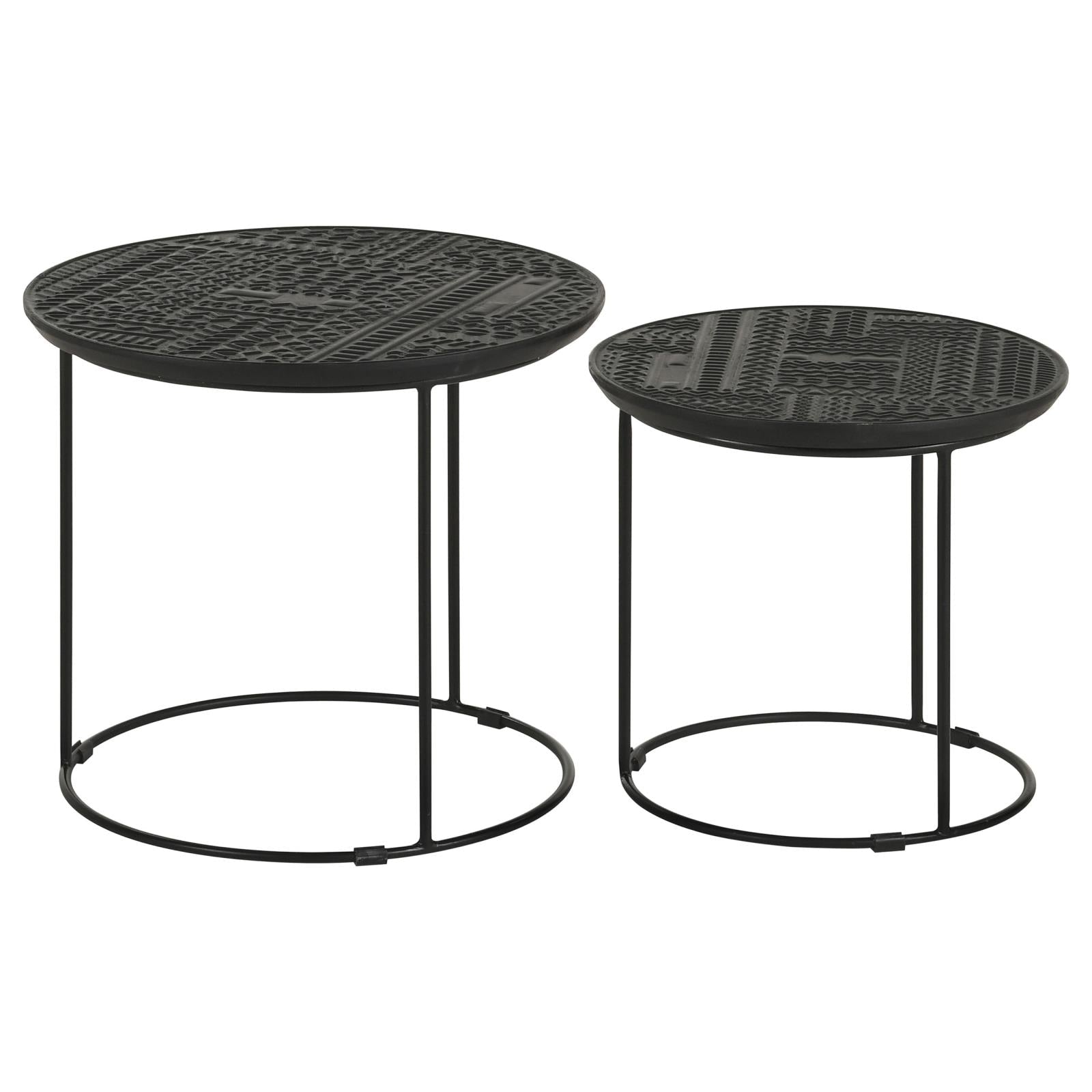 Loannis 2-Piece Round Nesting Table Matte Black - 935842 - Luna Furniture - Dallas Store