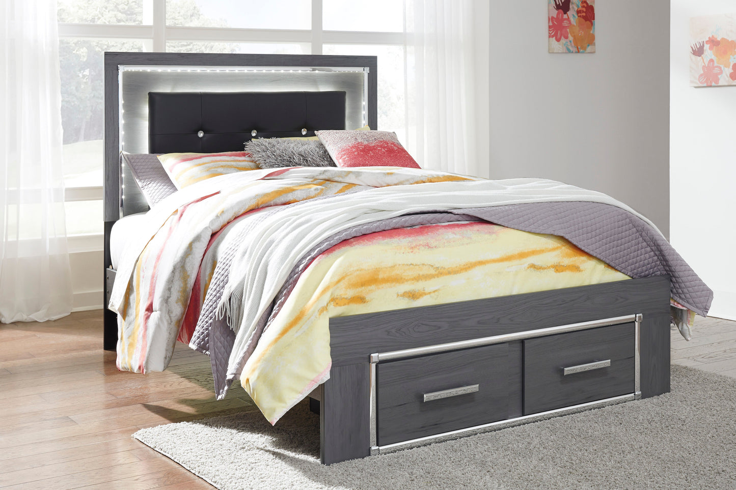 Lodanna Gray LED Footboard Storage Youth Bedroom Set - SET | B214-84S | B214-86 | B214-87 | B214-31 | B214-36 | B214-92 | B214-46 - Luna Furniture - Dallas Store