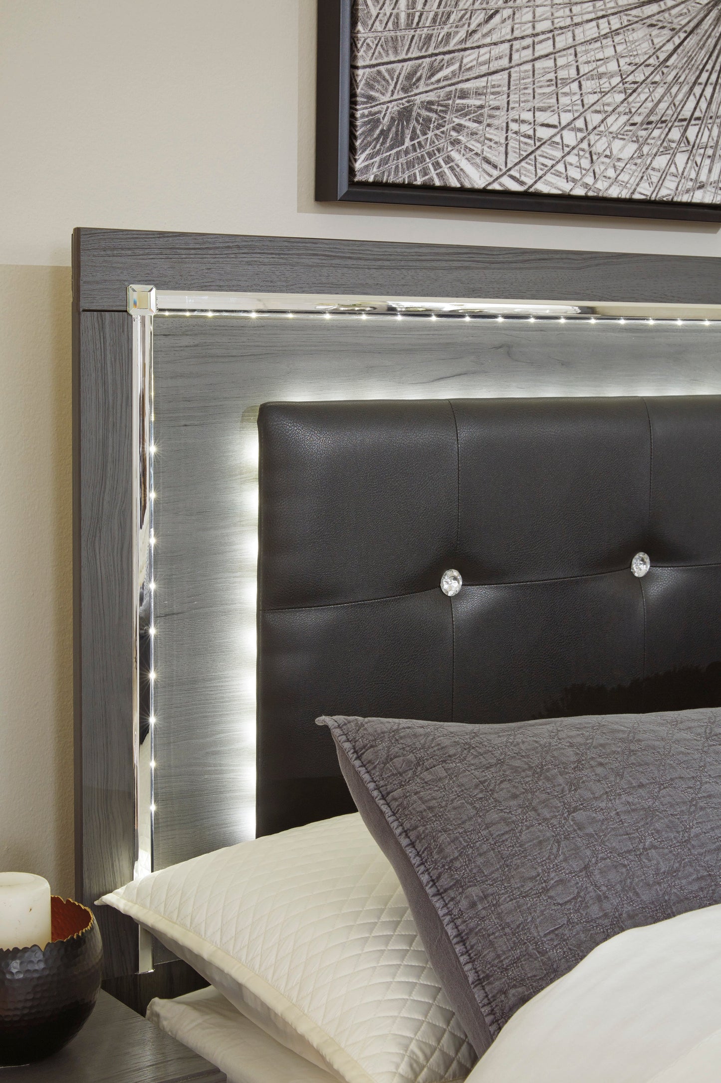 Lodanna Gray LED Panel Bedroom Set - SET | B214-54 | B214-57 | B214-96 | B214-31 | B214-36 | B214-92 | B214-46 - Luna Furniture - Dallas Store