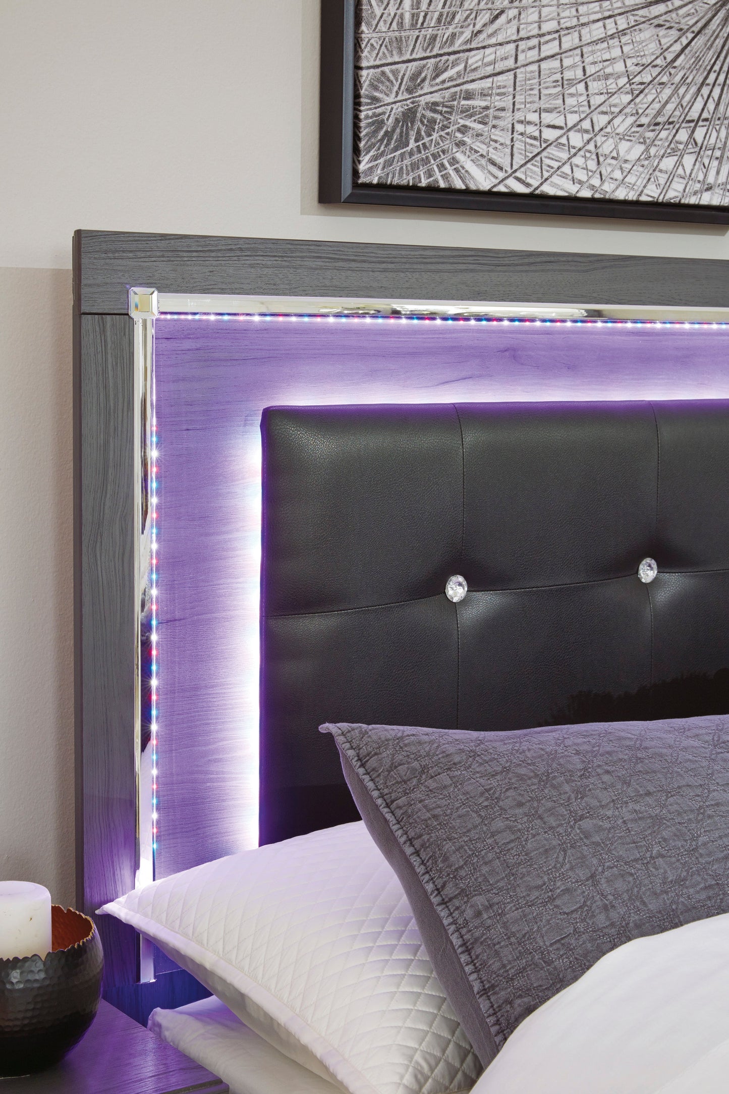 Lodanna Gray LED Panel Bedroom Set - SET | B214-54 | B214-57 | B214-96 | B214-31 | B214-36 | B214-92 | B214-46 - Luna Furniture - Dallas Store