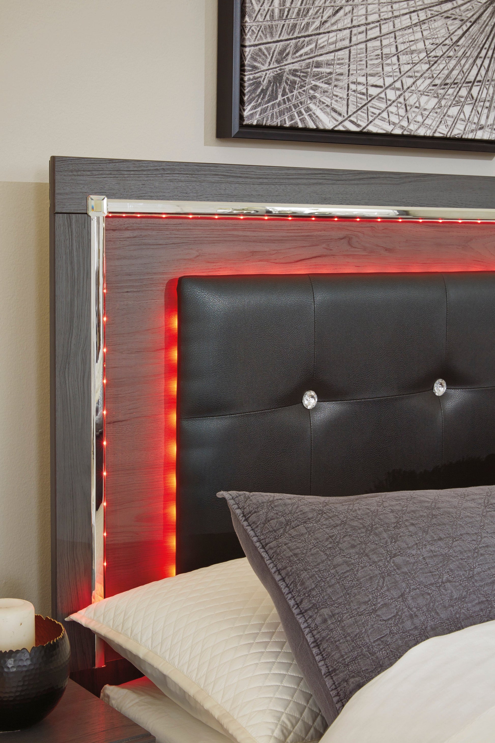 Lodanna Gray LED Panel Bedroom Set - SET | B214-54 | B214-57 | B214-96 | B214-31 | B214-36 | B214-92 | B214-46 - Luna Furniture - Dallas Store