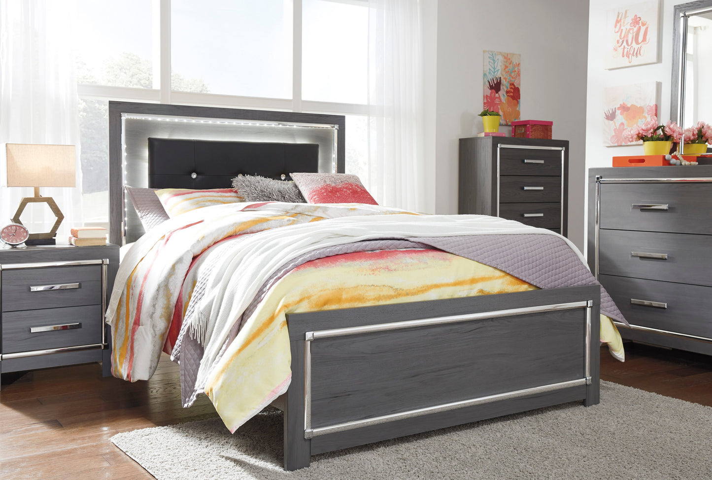 Lodanna Gray LED Panel Youth Bedroom Set - SET | B214-84 | B214-86 | B214-87 | B214-31 | B214-36 | B214-92 - Luna Furniture - Dallas Store