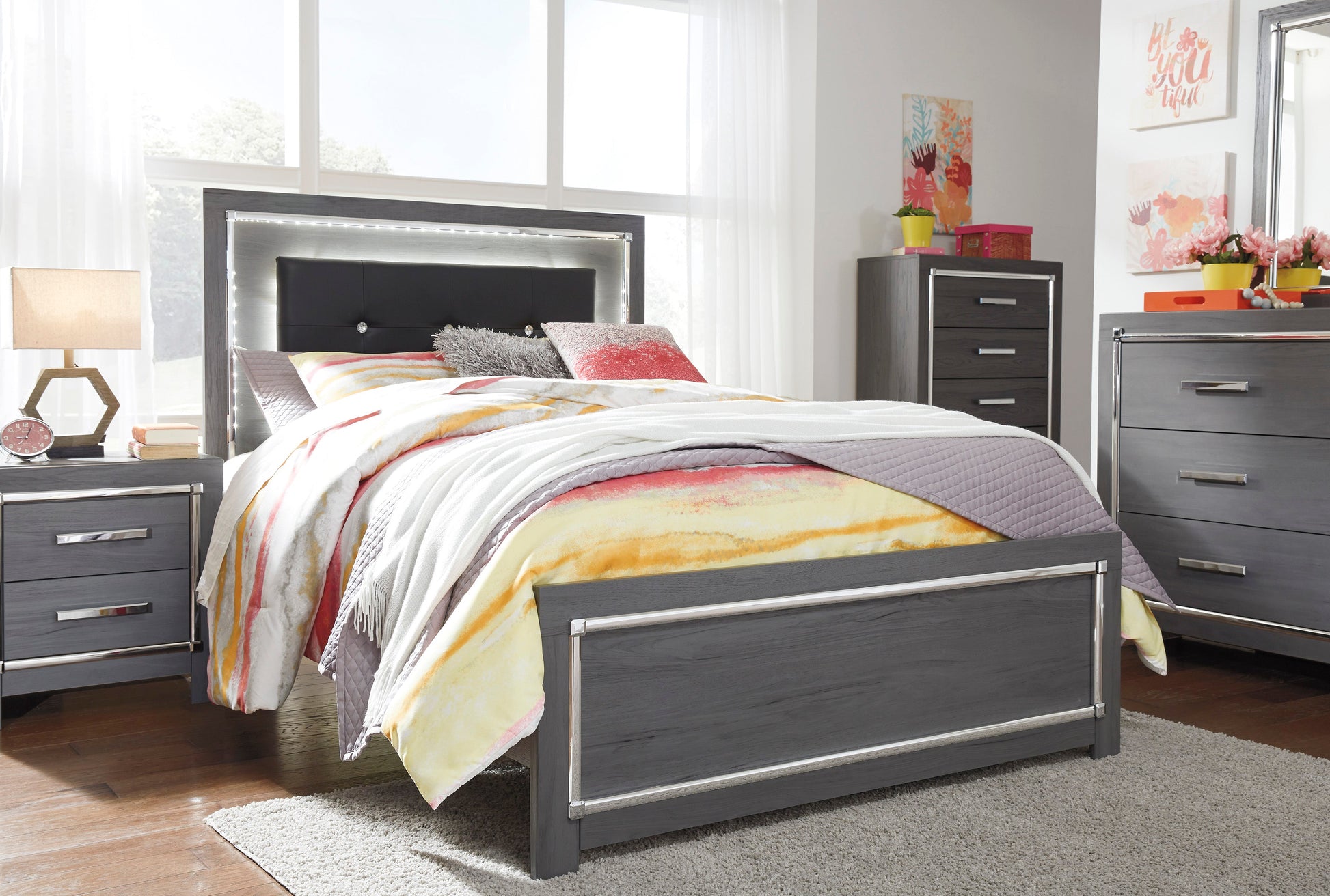 Lodanna Gray LED Panel Youth Bedroom Set - SET | B214-84 | B214-86 | B214-87 | B214-31 | B214-36 | B214-92 - Luna Furniture - Dallas Store