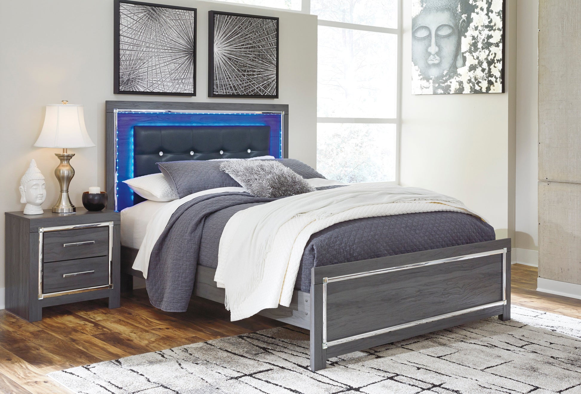Lodanna Gray Queen Panel Bed - SET | B100-13 | B214-54 | B214-57 | B214-95 - Luna Furniture - Dallas Store