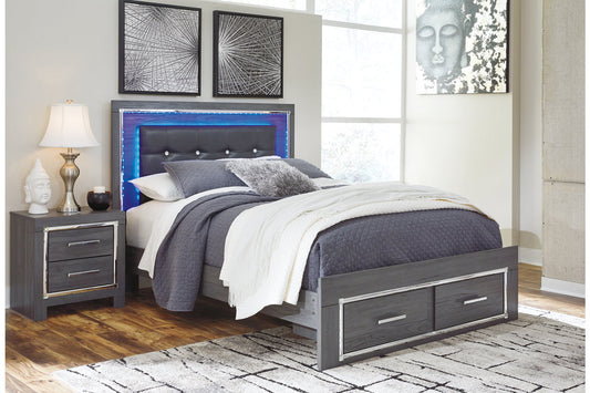 Lodanna Gray Queen Panel Bed with 2 Storage Drawers - SET | B214-54S | B214-57 | B214-96 - Luna Furniture - Dallas Store