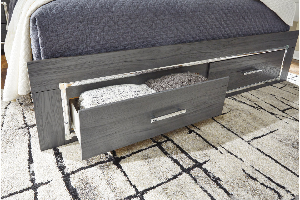 Lodanna Gray Queen Panel Bed with 2 Storage Drawers - SET | B214-54S | B214-57 | B214-96 - Luna Furniture - Dallas Store