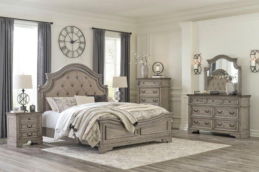 Lodenbay Antique Gray Upholstered Panel Bedroom Set - SET | B751-56 | B751-58 | B751-97 | B751-31 | B751-36 - Luna Furniture - Dallas Store