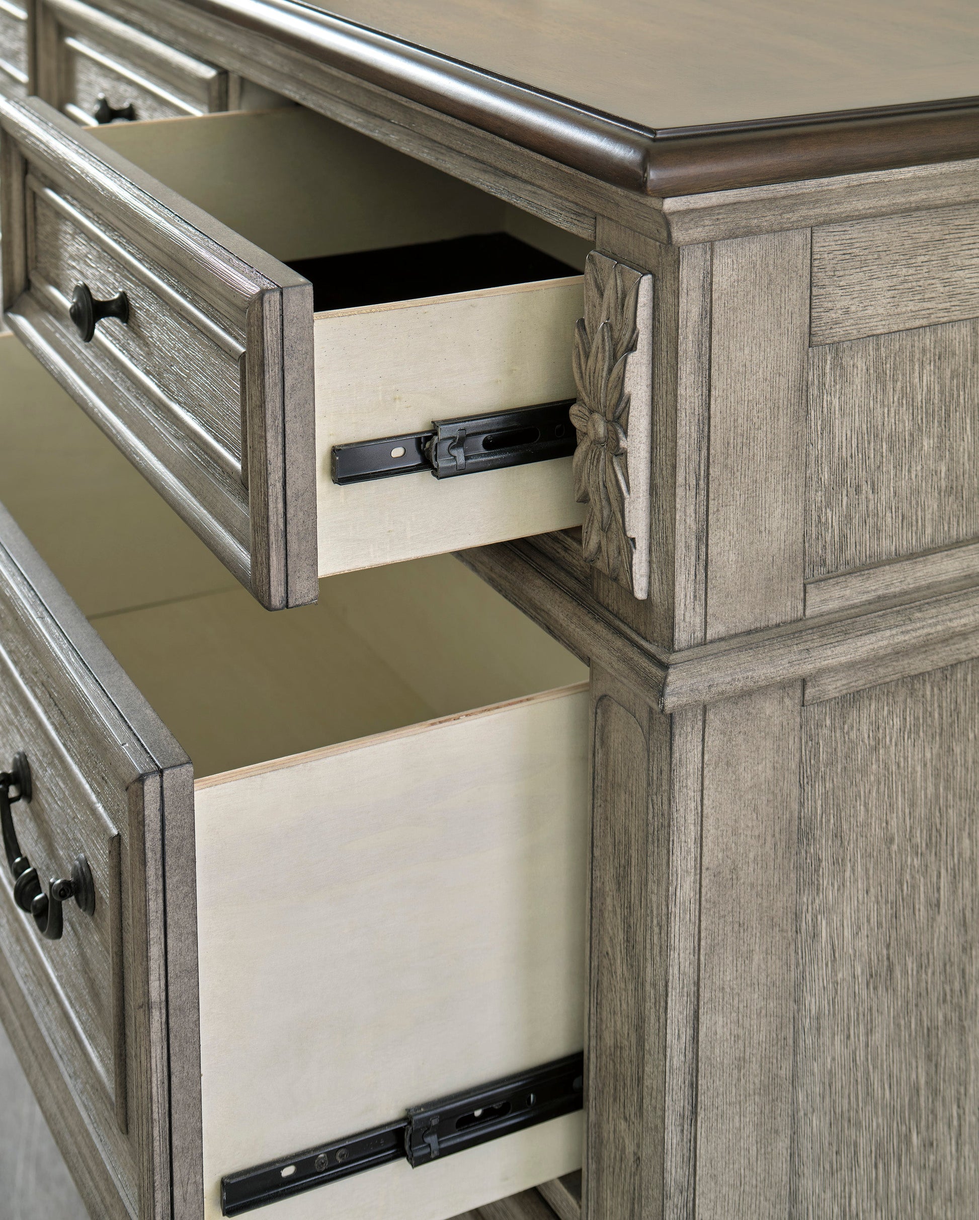 Lodenbay Antique Gray Upholstered Panel Bedroom Set - SET | B751-56 | B751-58 | B751-97 | B751-31 | B751-36 - Luna Furniture - Dallas Store