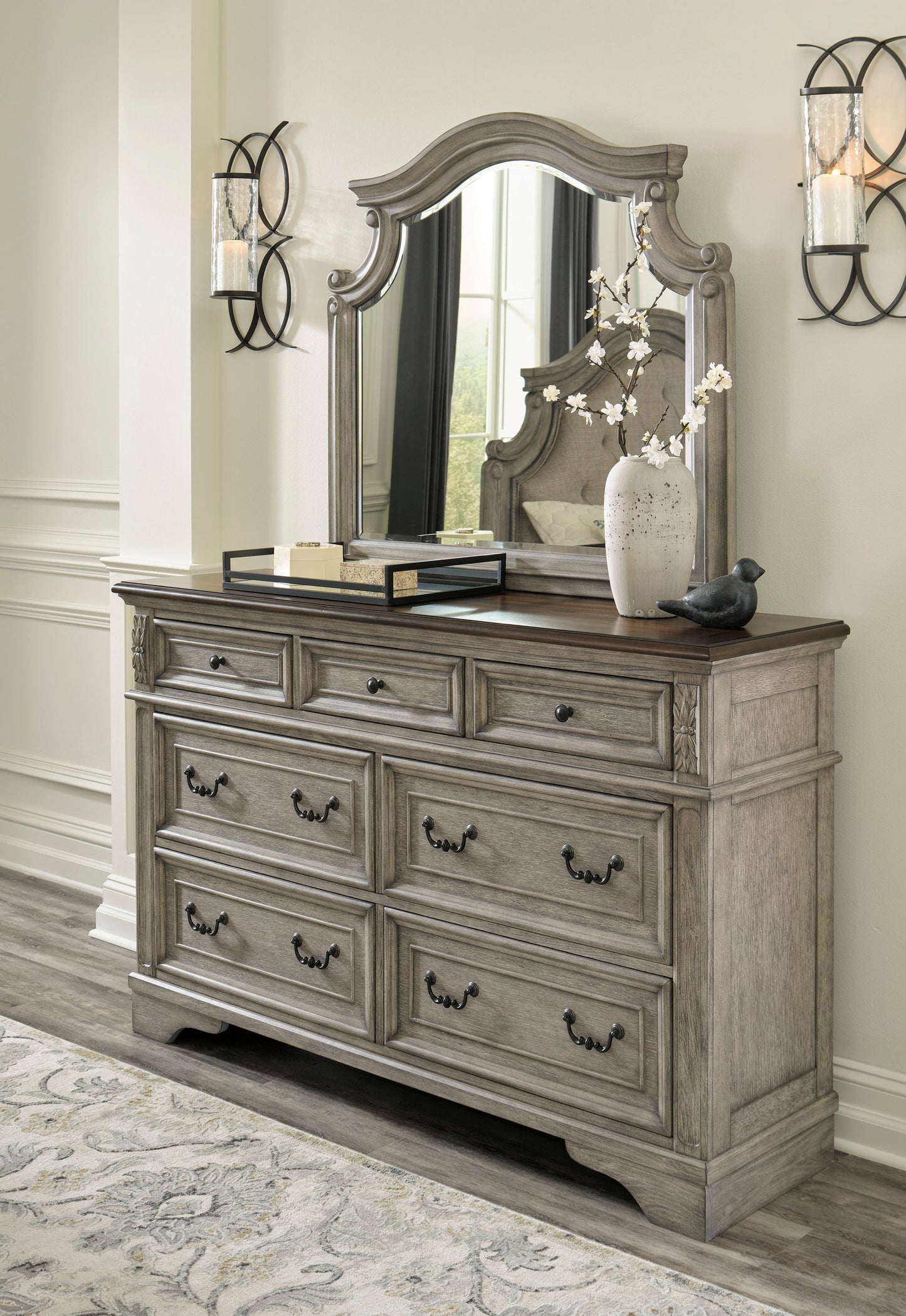Lodenbay Antique Gray Upholstered Panel Bedroom Set - SET | B751-56 | B751-58 | B751-97 | B751-31 | B751-36 - Luna Furniture - Dallas Store