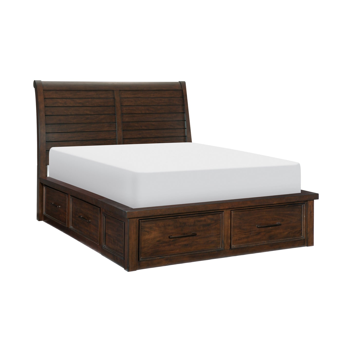 Logandale Brown Queen Sleigh Storage Platform Bed - SET | 1559-1 | 1559-2 | 1559-3DW(2) - Luna Furniture - Dallas Store