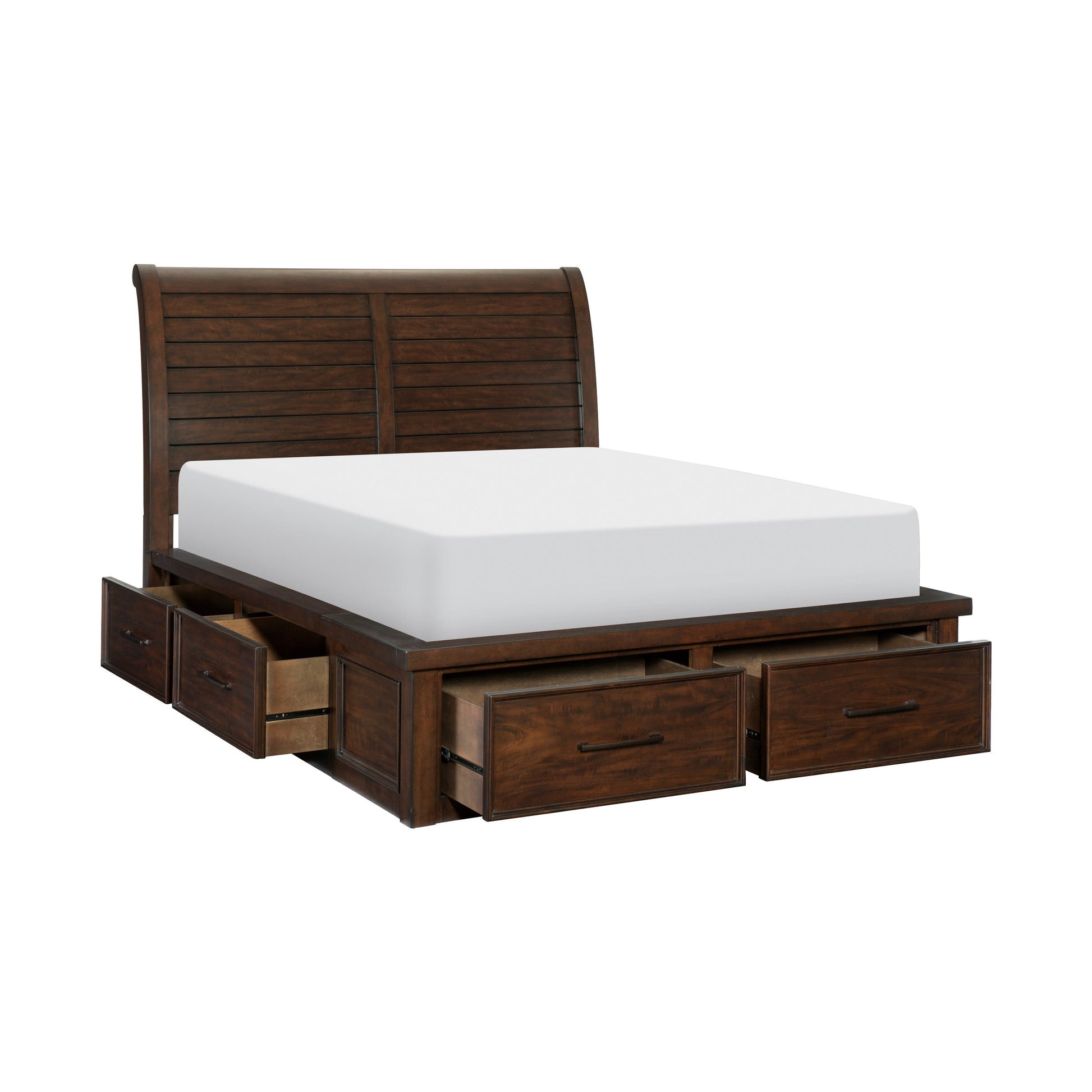 Logandale Brown Queen Sleigh Storage Platform Bed - SET | 1559-1 | 1559-2 | 1559-3DW(2) - Luna Furniture - Dallas Store