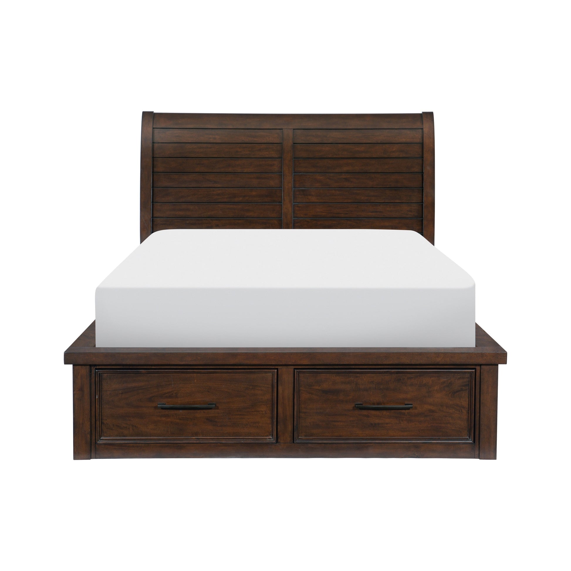 Logandale Brown Queen Sleigh Storage Platform Bed - SET | 1559-1 | 1559-2 | 1559-3DW(2) - Luna Furniture - Dallas Store