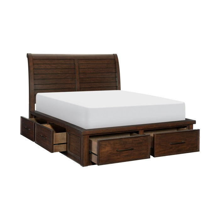 Logandale Brown Sleigh Storage Platform Bedroom Set - SET | 1559K-1 | 1559K-2 | 1559-3DW(2) | 1559-4 | 1559-9 - Luna Furniture - Dallas Store