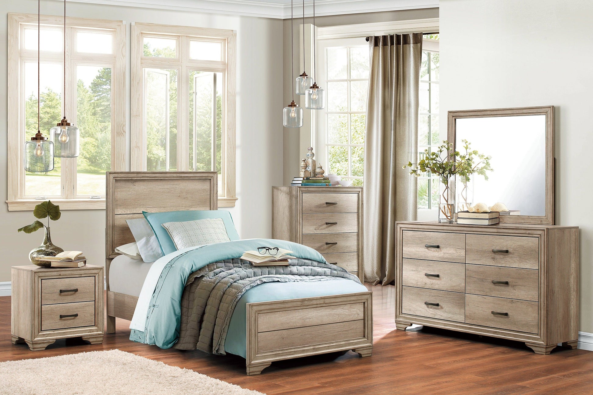 Lonan Rustic Panel Youth Bedroom Set - SET | 1955-5 | 1955-6 | 1955-4 | 1955-9 | 1955F-1 | 1955T-3 - Luna Furniture - Dallas Store
