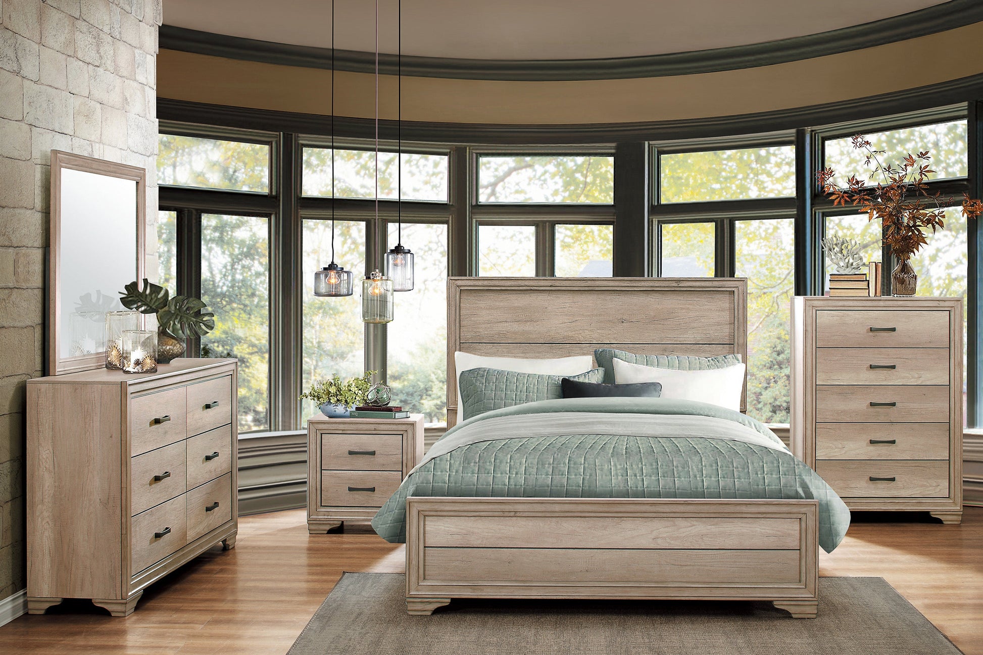 Lonan Rustic Queen Panel Bed - SET | 1955-1 | 1955-3 - Luna Furniture - Dallas Store